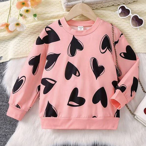 Girls Heart Print Sweater