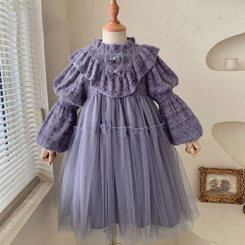Knit and Tulle Ruffle Dress