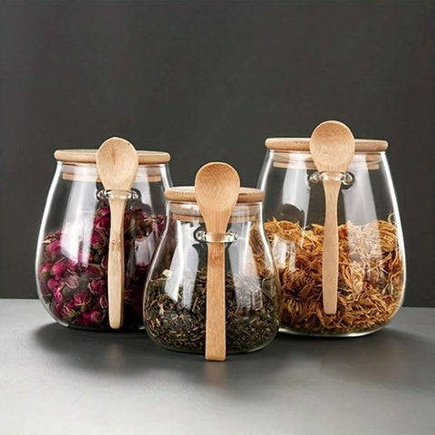 Glass Storage Sealed Jar With Spoon