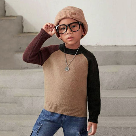 Boys Colorblock Raglan Sleeve Sweater