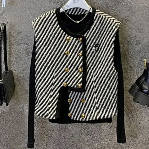 Striped Sleeveless Jacket