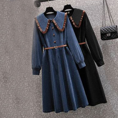 Corduroy Collared Dress