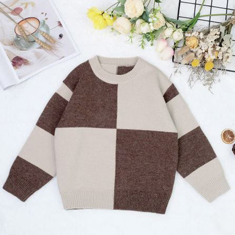 Brown Grid Sweater