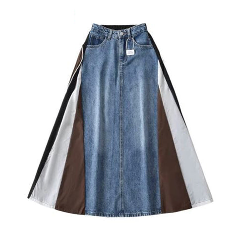 Patchwork Denim Skirt