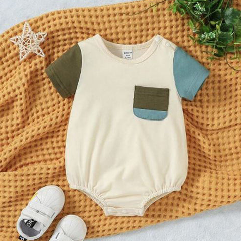 Baby Colorblock Patched Pocket Bodysuit