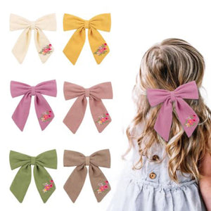 Embroidered Hair Bow