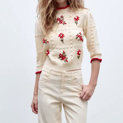 Floral Embroidered Sweater