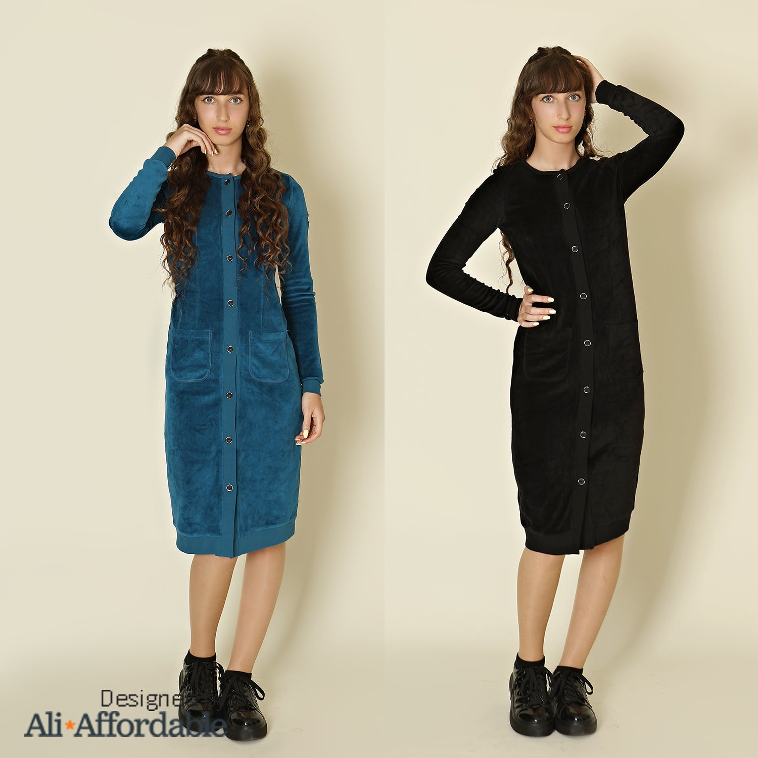 Women's Velour Cardigan Dress