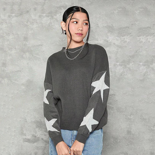 Teen Girls Star Sleeve Sweater