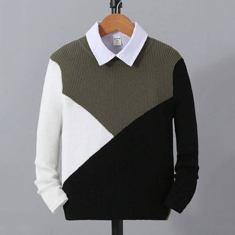 Tween Boy Colorblock Ribbed Knit Sweater
