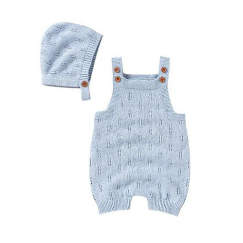 Knit Romper and Bonnet