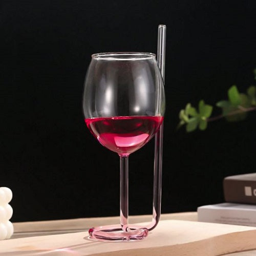 Wine Glass with Straw