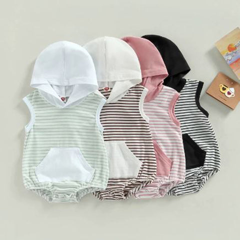 Striped Hooded Romper