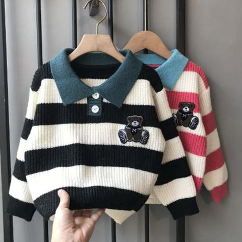 Striped Collared Knit