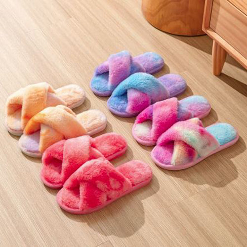 Tie Dye Plush Slippers