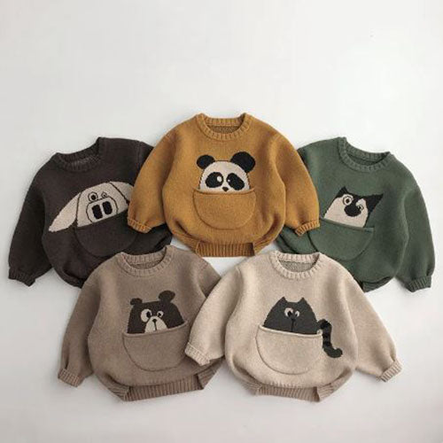 Cartoon Pocket Sweater