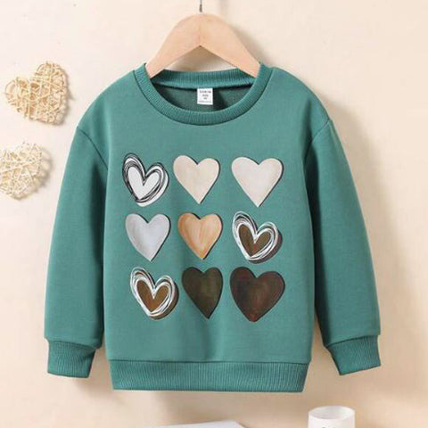 Girls Heart Print Sweatshirt
