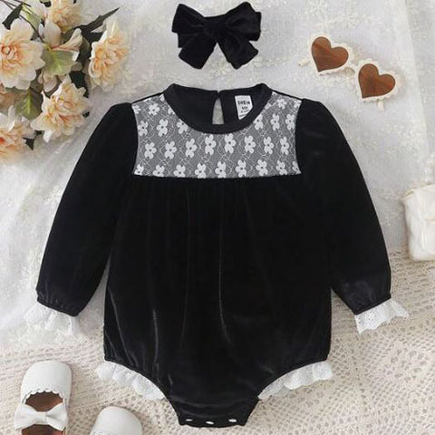 Baby Girl Contrast Lace Romper