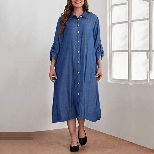 Plus Roll Tab Sleeve Shirt Dress – Ali Affordable