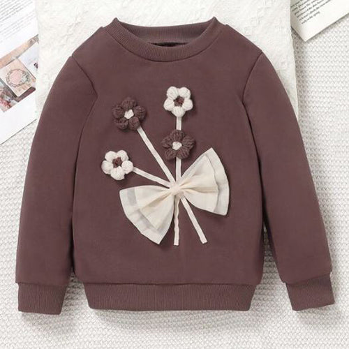 Girls Patched Bow Front Sweatshirt