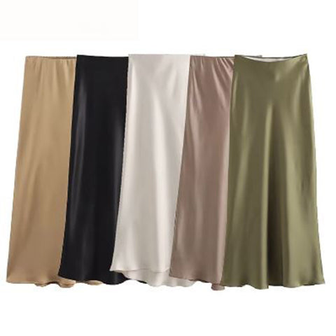 Satin Midi Skirt