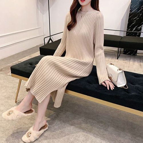 Ribbed Knit Midi Dress