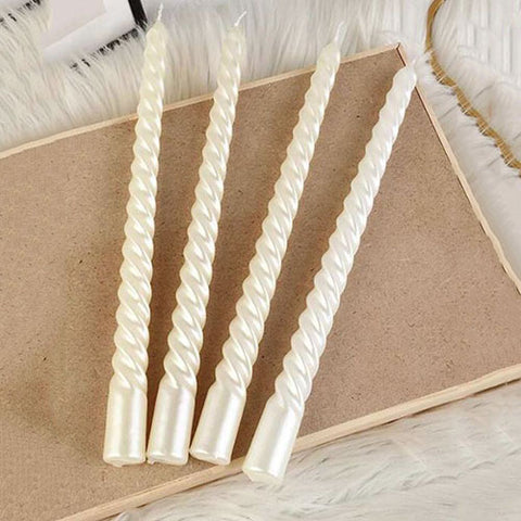 Twist White Taper Candles 4 pc