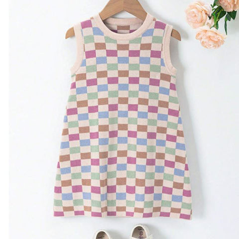 Toddler Girls Checker Sweater Dress