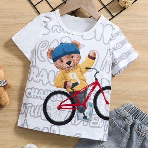 Toddler Boys Bear & Bike Print Tee