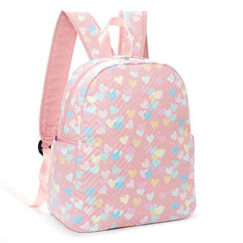 Heart Print Quilted Backpack