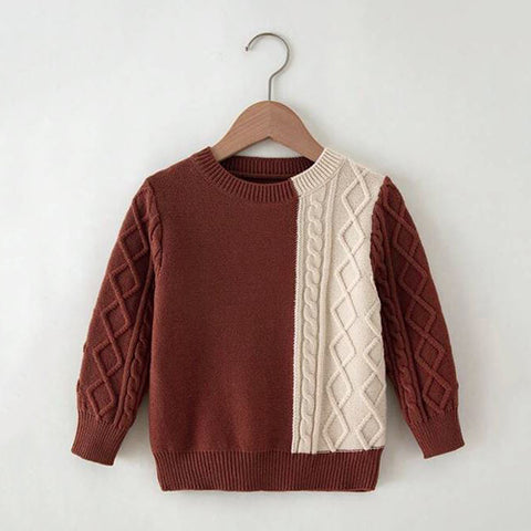 Boys Two Tone Knit Sweater