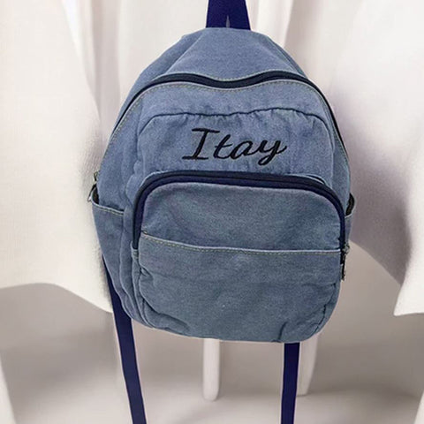 Personalized Denim Backpack