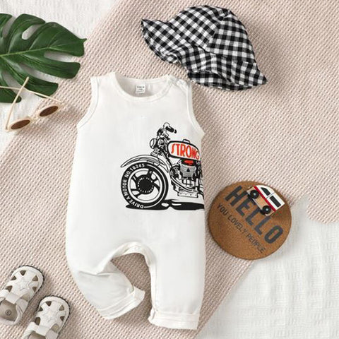 Baby Motorcycle Print Romper