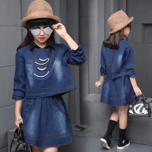 Denim Top and Skirt Set