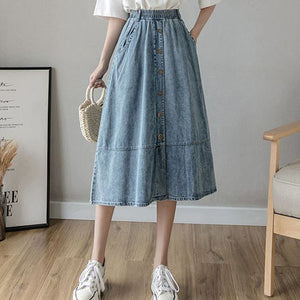 Button Down Denim Skirt