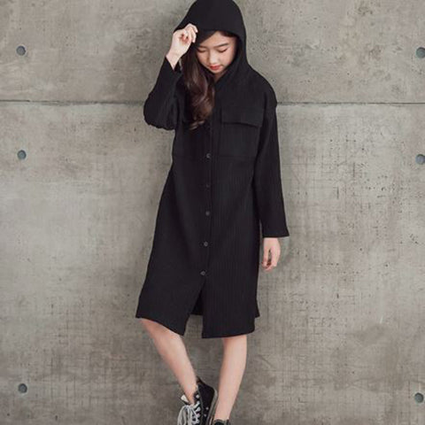 Hooded Button Down Dress