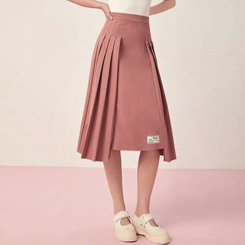 Patch Detail Pleated Skirt