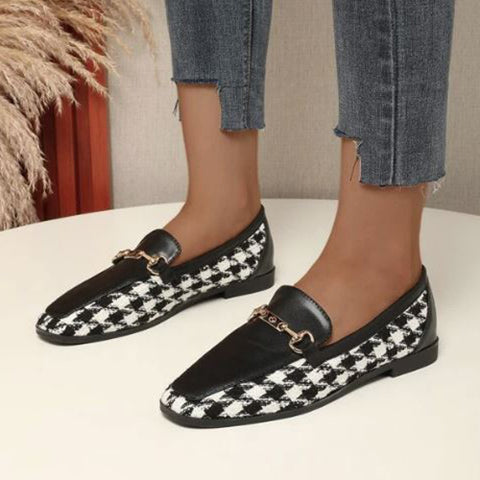 Houndstooth Buckle Loafers