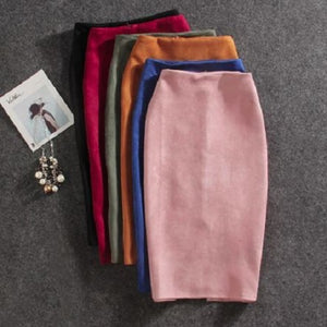 Suede Pencil Skirt