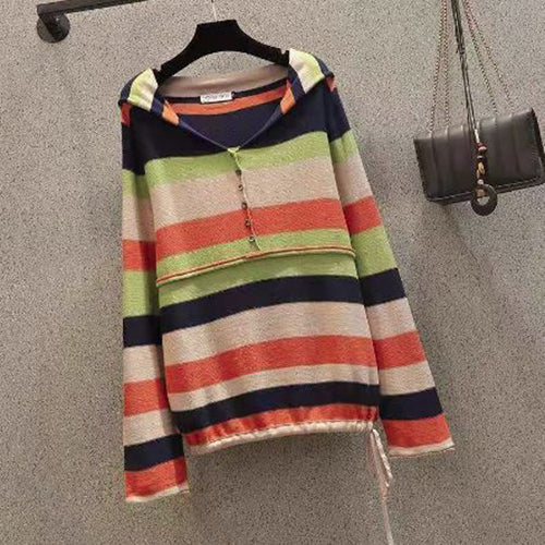Striped Hooded Top