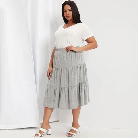 Plus Tiered Ruched Skirt
