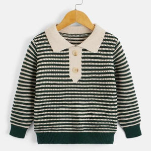Toddler Boys Striped Contrast Trim Sweater