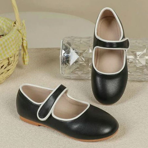 Girls Contrast Piping Mary Jane Flats