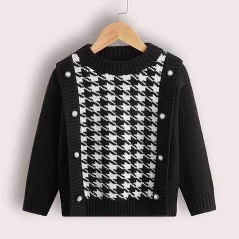 Toddler Girls Houndstooth Sweater