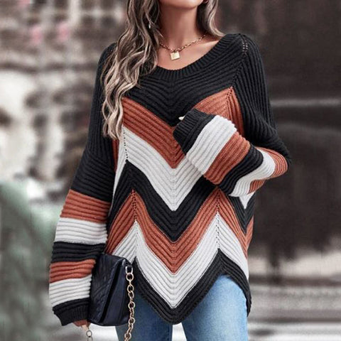 Chevron Asymmetric Hem Sweater