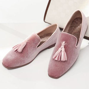 Tassel Décor Velvet Loafers