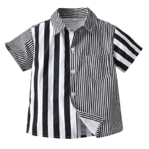 Toddler Boys Striped Print Shirt Short Sleeve