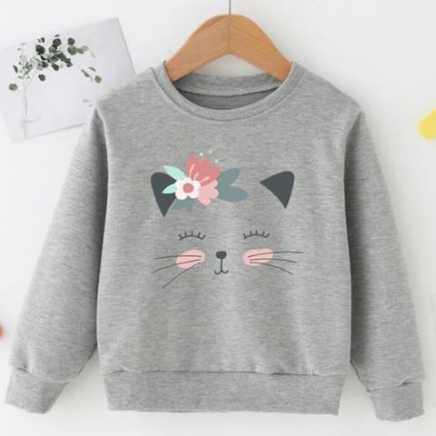 Toddler Girls Cat Print Sweatshirt