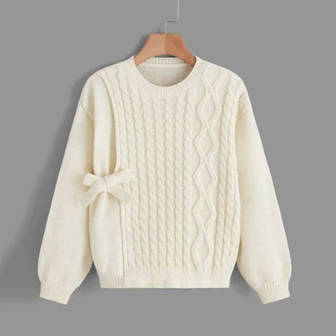 Girls Cable Knit Knot Side Sweater