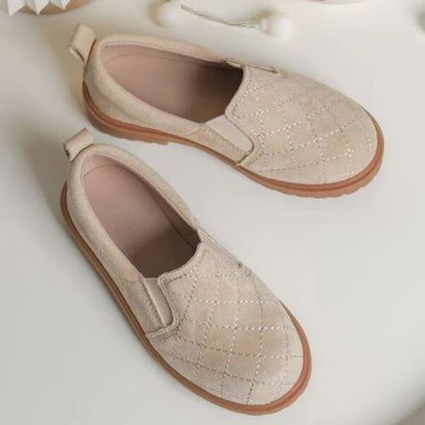Girls Quilted Slip On Flats